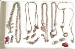 Lots of necklaces with pendants, pendants, ornaments