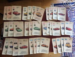 35 darab autós kvartett kártya gyerek játék 5 db hiányzik kék hátlapos retro kádár barokk trafik áru