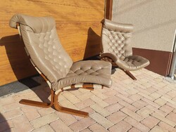 Pair of Ingmar Relling design leather armchairs