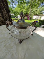 Empire-style silver-plated sugar bowl with glass insert