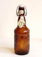 Old brown buckle embossed beer glass bottle Hofmark beer specialty according to the pictures, flawless