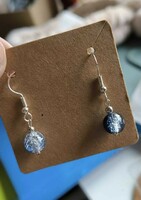 Blue cracked pearl earrings