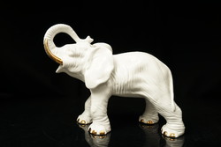 Nagyméretű Porcelán Elefánt / Fehér és Arany