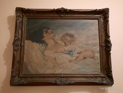 Anya gyermekével festmény