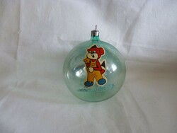 Old glass Christmas tree decoration - 1 translucent sphere with stickers!