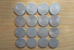 1 forintos fémpénz, 10 db: 1969,1981, 1989