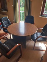 Conference table with 5 leather chairs