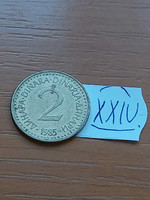 Yugoslavia 2 dinars 1985 nickel-brass xxiv
