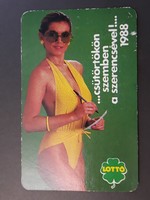Kártyanaptár 1988 - Lottó, csütörtökön szemben a szerencsével feliratos retró, régi zsebnaptár