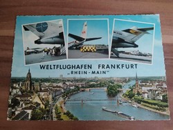 Régi képeslap, Frankfurt, repülőtér, 1971., használt