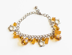 Bracelet with yellow glass pendants, szuzu - bracelet