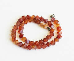 Carnelian cube string of beads - mineral necklace, semi-precious stone jewelry