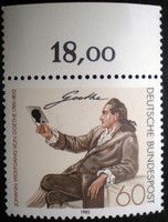 N1121sz / Németország 1982 Johann Wolfgang von Goethe bélyeg postatiszta ívszéli összezőszámos