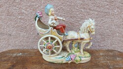 German porcelain figure, Lippelsdorf horse-drawn carriage, flawless