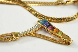 14 carat necklace with diamonds, citrine and amethyst