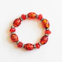 Bracelet made of orange glass beads - Murano style bracelet