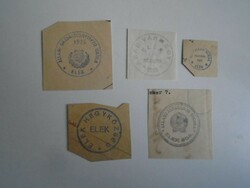 D202376 ELEK  régi bélyegző-lenyomatok  5 db.   kb 1900-1950's