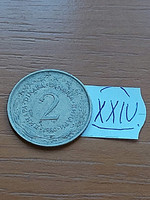Yugoslavia 2 dinars 1980 copper-zinc-nickel xxiv