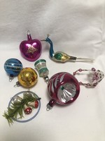 Antique, old Christmas tree decoration package 8 pcs (peacock, heart...)