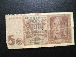 Németország 5 Reichsmark ,Német Márka 1942, Viseltes