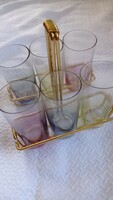 Colorful retro glass set from the 60s, midcentury glass set, vintage drinking curiosity!