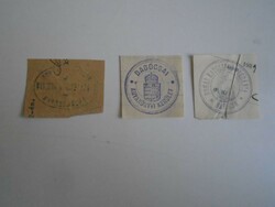 D202411  BÉKÉS  régi bélyegző-lenyomatok  3  db.   kb 1900-1950's