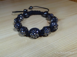 Rarity, shamballa bracelet, black pure polymer and zirconia stone + hematite beads.