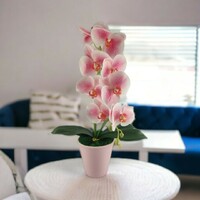 Nagyméretű élethű fehér, rózsaszín orchidea kaspóban OR112FHRS