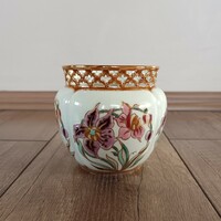 Old Zsolnay flower-patterned pot