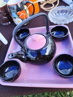 Japanese-style porcelain tea and coffee set with fun tray.