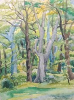 Sándor Apfel: forest landscape (old watercolor) xx. First half of the century