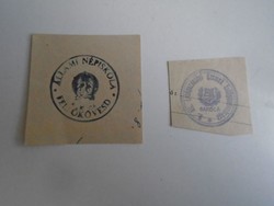 D202428  BAKÓCZA FELSŐKÖVESD    régi bélyegző-lenyomatok  2  db.   kb 1900-1950's