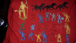 1970.Retro traffic goods plastic toy soldiers western Indians cowboys riders together according to the pictures