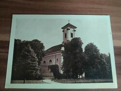 Régi képeslap, Mezőhegyes, Római katolikus templom, bélyegezve 1966
