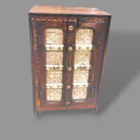 Restored antique small cabinet with copper inlay