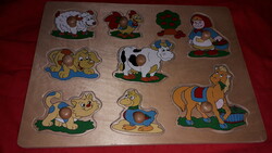 Very nice creative wooden toy, skill-developing farm board with animal figures 29 x 22 cm according to the pictures