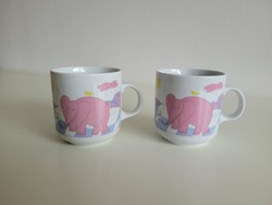 Retro Alföldi porcelán gyerek bögre rózsaszín elefánt mintás elafántos