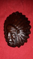 Old beautiful handmade glazed ceramic Indian tribal chief plaque / pendant 6 cm as shown in the pictures
