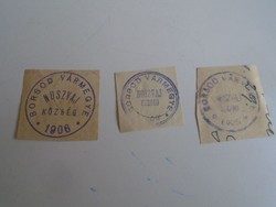 D202490  NOSZVAJ  régi bélyegző-lenyomatok  3 db.   kb 1900-1950's