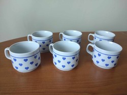 Rare Zsolnay blue heart coffee cups 6 pcs