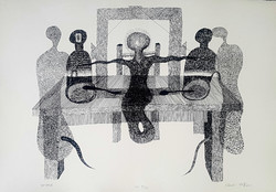 István Ef Zámbó - dinner 60 x 84 cm computer print, dipped paper