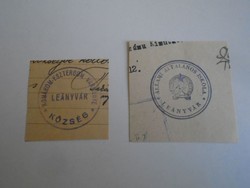 D202467  LEÁNYVÁR  régi bélyegző-lenyomatok  2 db.   kb 1900-1950's
