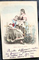 Circa. 1898 Lujza Blaha + her daughter Sárika Blaha, original color photo sheet from the time, strelisky