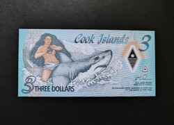 Cook szigetek 3 Dollár 2021, UNC polymer, emlékbankjegy. "AA" sorozat