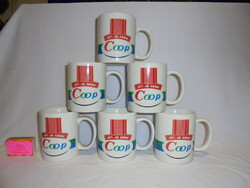 Six coop advertising tea mugs and cups - together