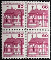 N1028n / Germany 1979 palaces and castles stamp postal clean block of four