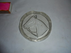 Old glass ashtray, horse head ashtray