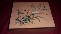Beautiful oriental lacquered wood hand-painted crane bird ornament box with lid 15 x 12 x 7 cm according to pictures