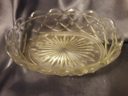 Old, polished, beautiful oval-shaped glass offering, 17x12x6 cm, flawless.
