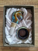 Zsolnay eosin glazed bull's-head plug and drip catcher in gift box